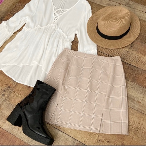 Plaid Taupe Skirt by Nasty Gal (Last One!!) - Picture 8 of 11